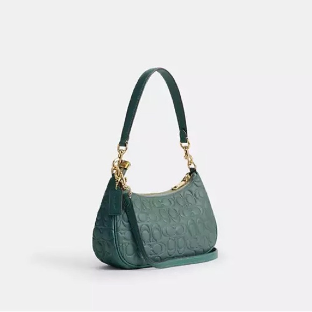 Coach NWT Teri Shoulder Bag - factory packaged Sage Turquoise Signature Leather - Picture 2 of 6